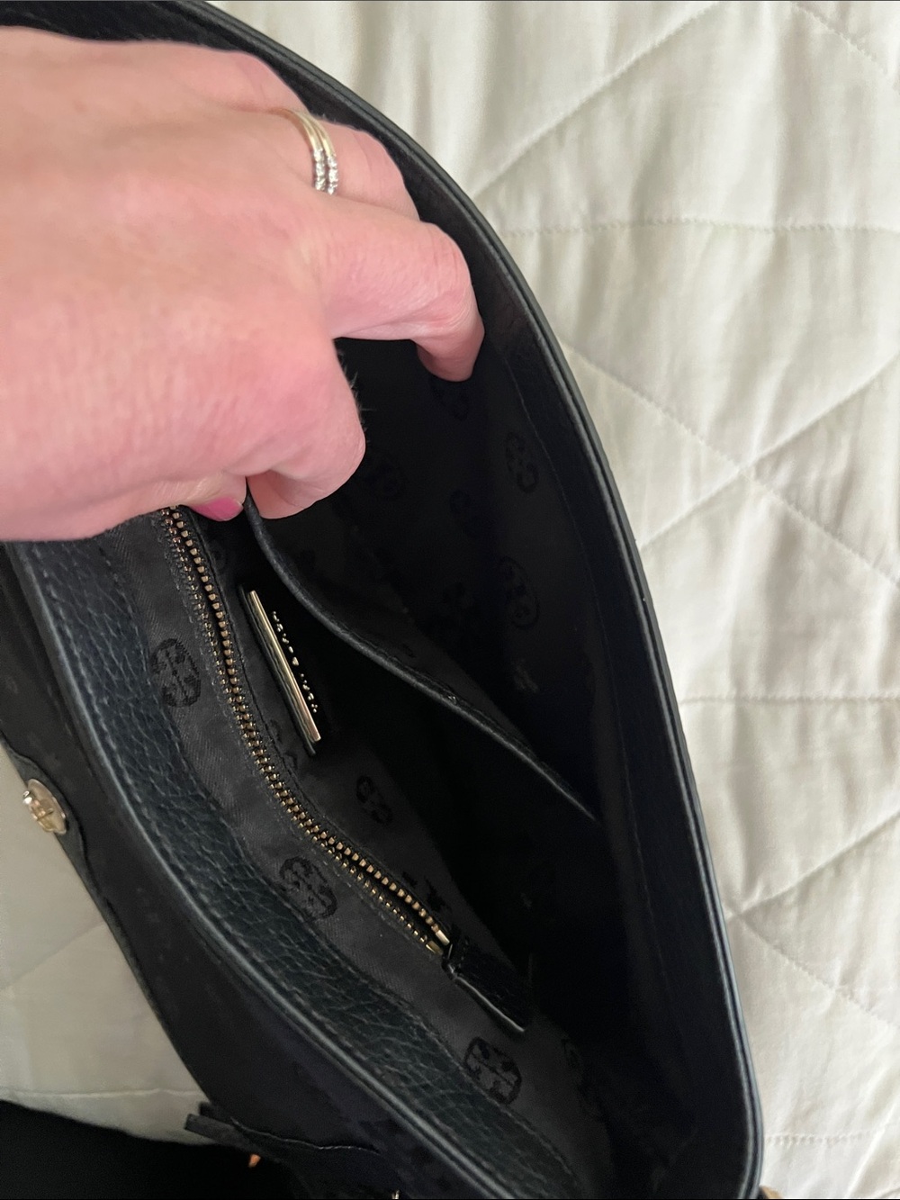 Tory Burch Thea Flap Crossbody Bag in Black with tassel - Picture 14 of 16